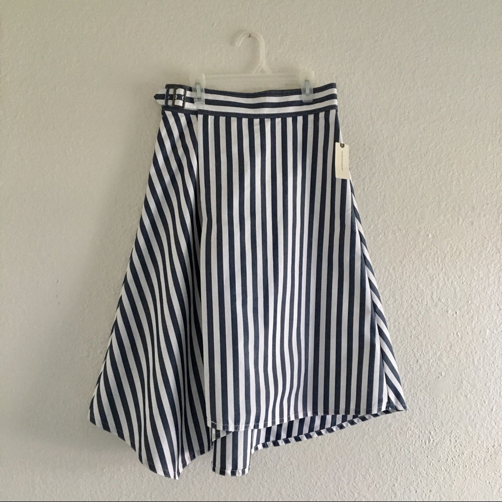 NWT Anthropologie Maeve assymetrical striped summer midi skirt - Picture 5 of 8